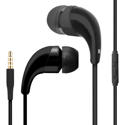 Black color 3.5mm Earphones Remote Control w/ Mic Handsfree Stereo Headset