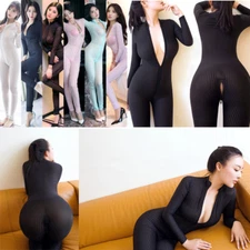 Women Sexy Lingerie Zipper Bodysuit Nightgown Clubwear Nightwear Jumpsuit Romper