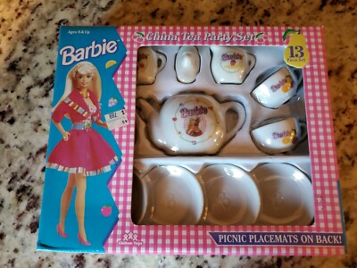 Barbie 13 piece China Tea Party Set vintage never opened 1994 rare mint (Shelf 6
