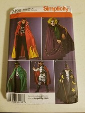Simplicity 2499 Pattern Costume/Cape/Pants/Vest/Wizard/Pirate Size L-XL New