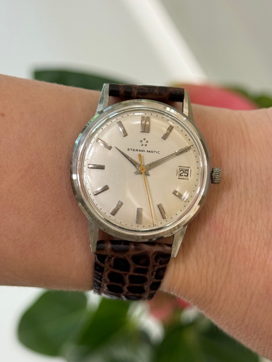 Eterna Matic 107 V Watch Automatic Date Mens 34.5mm Swiss Made