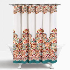 Clara Shower Curtain - Fabric Colorful Boho Paisley Damask Print Design, 72 ...