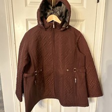 New Giacca Women’s Removable Hood Midweight Quilted Jacket Size 2xl - Pecan