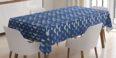 Grau und Blau Tischdecke Sea Fish Boat Motive