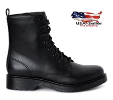 Combat Lug Boots Size 6.5 Womens Military Style Time & Tru Zip Comfort Black New