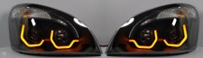 Pair Blackout Freightliner Cascadia Projection Headlights W/ Dual LED Lights