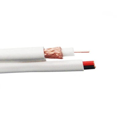 Coaxial Siamese Cable RG59/U 20AWG + 18AWG 2 Conductor Wire Solid Copper 1000FT