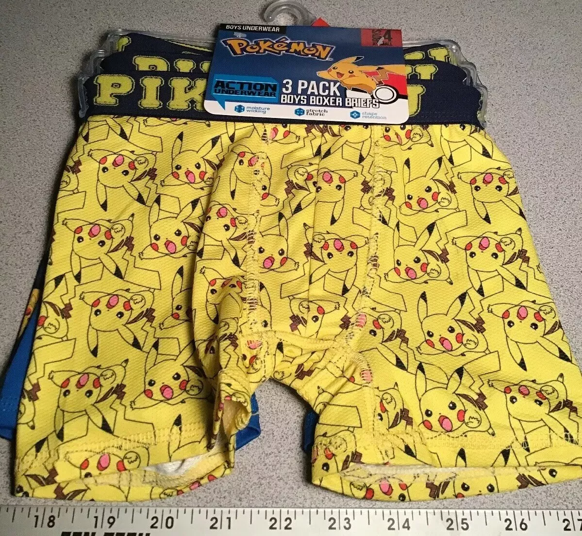 New Action Underwear Pokemon 3 pack boys boxer briefs stretch fabric XS 4  or S 6