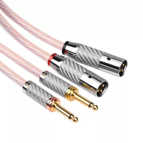 Paar OCC Silber gemischt Hifi TRS 6,35mm Stecker auf 3 Pin XLR Kabel Audio 12 Stränge - Bild 11 von 16