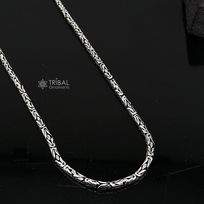 4mm 925 sterling silver solid vintage byzantine design chain heavy
