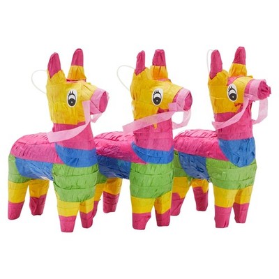 Juvale Mini Pinata Donkey 3 Pack - 4 x 7.5 x 2 in - Multi-Color Multi-color