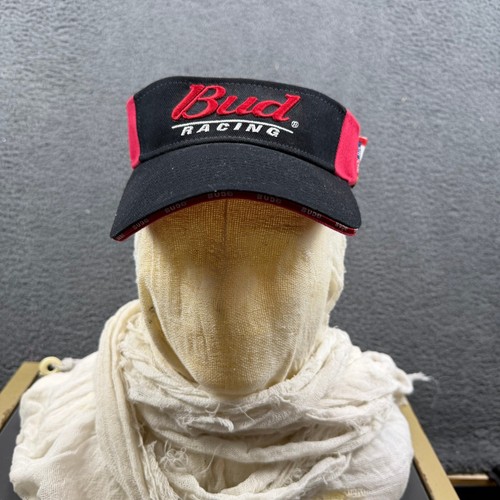 Vintage 2003 Bud Racing Budweiser Visor Hat Mens Black Red DP Racing OSFA