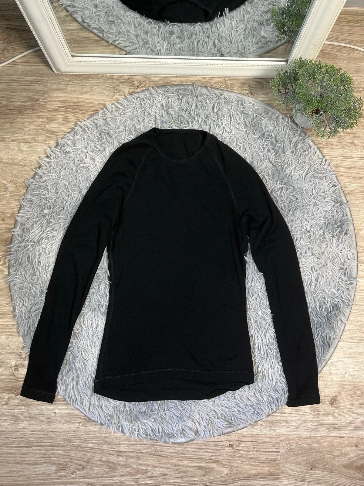 Rapha Men’s Merino Wool Long Sleeve Cycling Base Layer Top Black Size L
