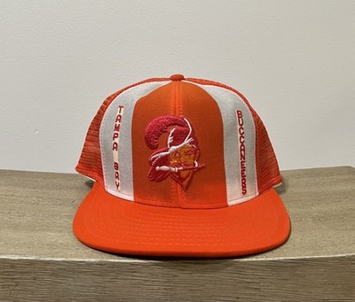 VTG Tampa Bay Bucaneers 1980s Creamsicle Trucker Hat AJD Lucky Stripes Rare NWOT