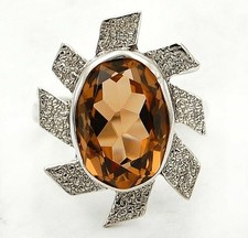 Natural 3CT Smoky Topaz 925 Solid Sterling Silver Ring Sz 6 B3-1
