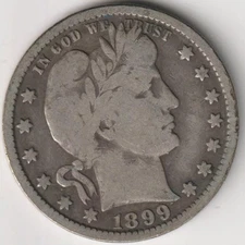 BETTER DATE 1899-O VG-F BARBER QUARTER