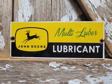 VINTAGE JOHN DEERE PORCELAIN SIGN OLD FARM TRACTOR EQUIPMENT LUBRICANTS RANCH