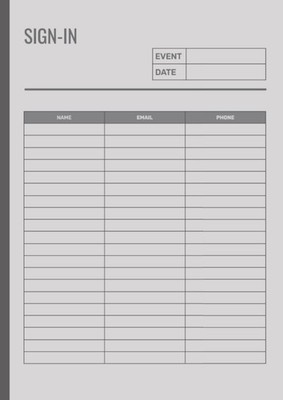 Sign In: Guest Event Register - Visitor Log book for Business - Office Visitor S
