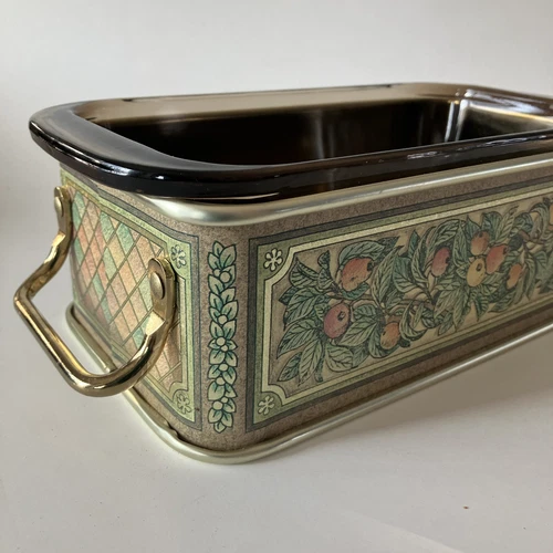 Vintage Pyrex 213  Brown 8.5" x 4.5" Glass Loaf Pan with Metal Stand Holder