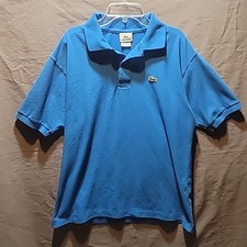 Vintage Lacoste Men's Classic Fit Pique Royal Blue Polo Shirt Size 7 XL/2XL