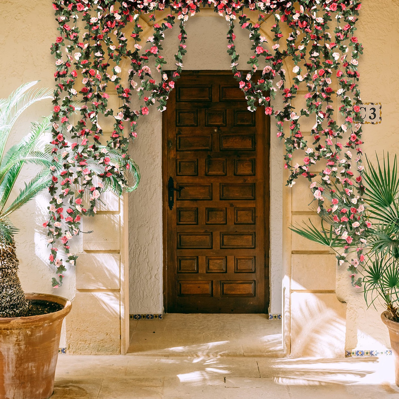 5Pcs 41Ft Flower Garland Artificial Rose Vines for Bedroom, Cute Fake Hanging...