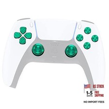 Green Metal Thumbsticks Dpad ABXY Buttons for PS5 Controller, Custom