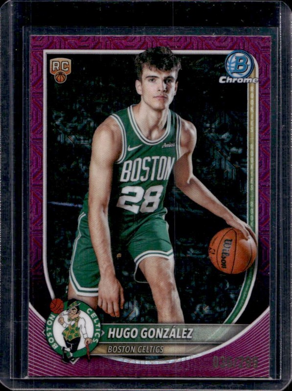 2025-26 Bowman Hugo Gonzalez Chrome RC Fuchsia Mojo Refractor #/299 Celtics