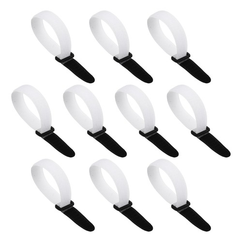 10pcs Reusable Cinch Straps 0.8"x10" Hook and Loop Cable Securing Straps, White - Picture 1 of 6