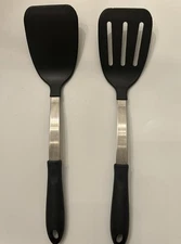 Made In USA BLACK/METAL SLOTTED SPATULA & FLIPPER SET  13”