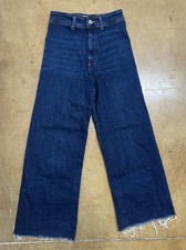 Zara Super High Rise Wide Leg Jeans Women s Stretch Denim Blue Size 4