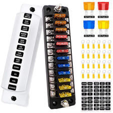 12 Way Blade Fuse Block with Negative Bus ATC/ATO Waterproof Marine Automotive F