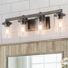 LNC Birddlewood 4-Light Rustic Vanity Lighting (A03410)