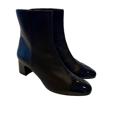 Stuart Weitzman Women's Kiandra Boots Cap-Toe Black Leather Sz 8.5 NEW No Box