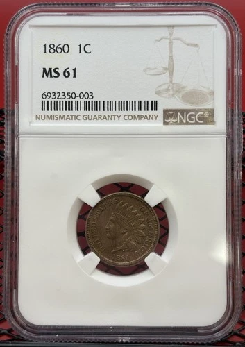 1860 1c Indian Head Cent MS61