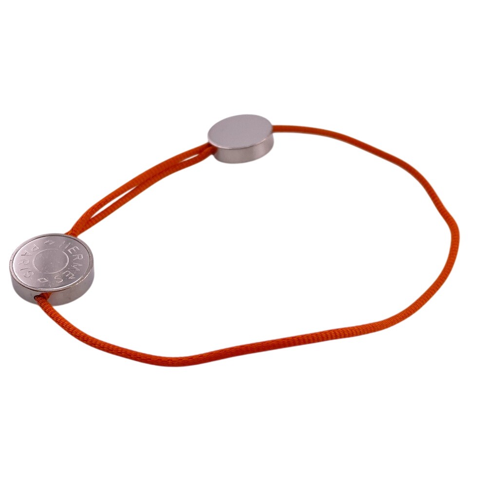HERMES button metal Serie Code bracelet Orange me… - image 4