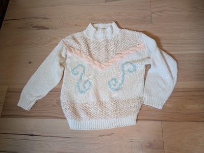 Vintage Bramble Lane Sweater Womens Large L Ivory Gold Metallic Threads Pullover