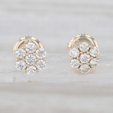 0.40ctw Diamond Cluster Flower Stud Earrings 10k Yellow Gold Round Studs