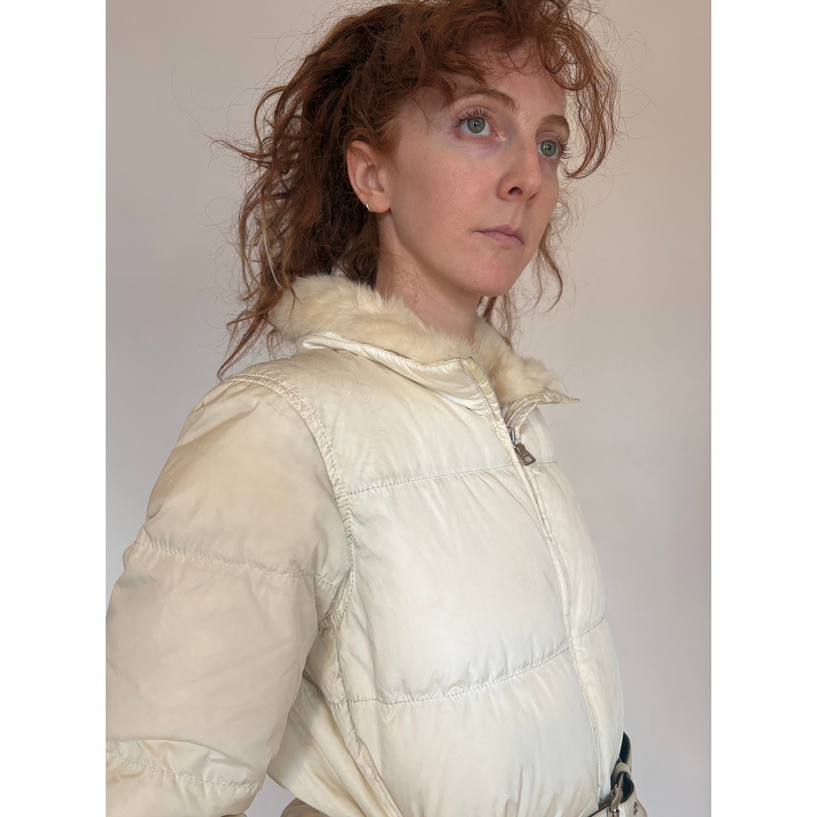 Prada Down Coat with White Fur Collar thumbnail 4