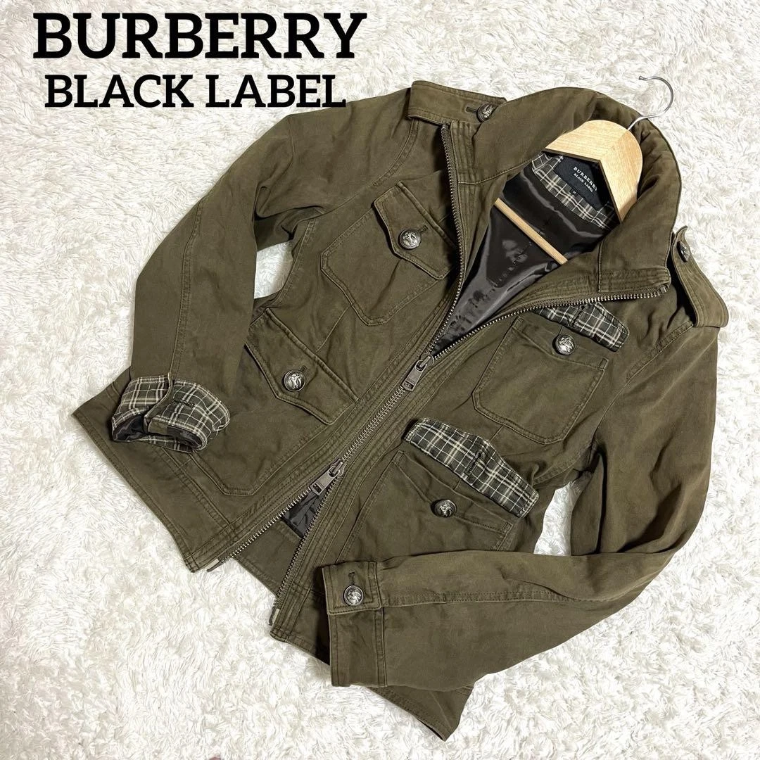 Giacca militare Burberry Black Label verde Nova check taglia EU50 M originale