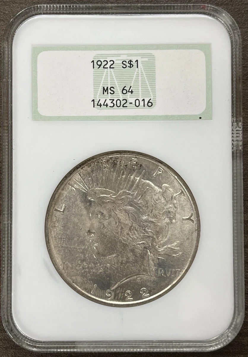 Silver MS 64 Graded 1922 Year Peace Dollars (1921-1935) for sale
