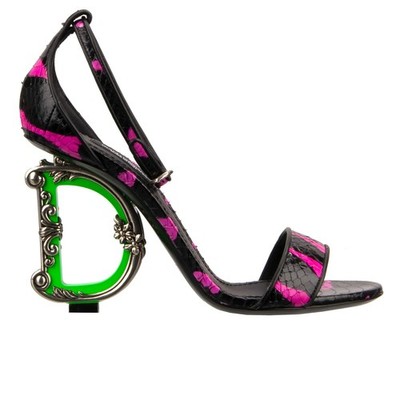 DOLCE & GABBANA DG Baroque Logo Snake High Heel Sandals Pumps