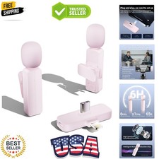 2 Pack Wireless Mini Lavalier Lapel Microphone for iPhone,Android Phone2 in 1...