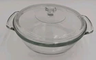 Vintage Anchor Hocking 2qt Clear Glass Casserole Dish Bowl Ovenware 9" With Lid