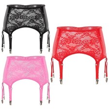 Women's Suspender Wet Look Garter Belt Honeymoon Miniskirt Fancy Lingerie Lace