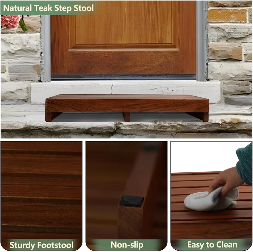 3.5'' Height Wooden Step Stool for Elderly Adults & Kids, Durable Heavy Duty Woo - Image 3 of 4