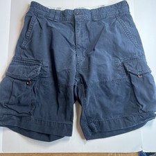 VTG Polo Ralph Lauren 90's Cargo Shorts sz 36 Heavy Cotton Navy Classic Chinos