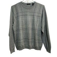 Van Heusen Sweater Mens Large Gray Windowpane Crewneck Pullover New Without Tags
