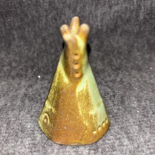 Vintage Frankoma Teepee Salt Shaker ONLY Plainsman Green Brown Rare EUC
