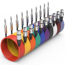 10 Pack 10FT XLR Female to 1/4" TRS Balanced Audio Cables  Noise Reducing Patch