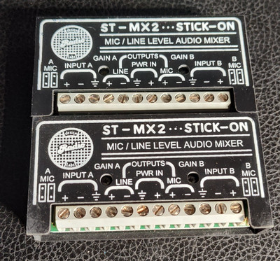 Lot of 2x Radio Design Labs  ST-MX2 Stick on Mic Line Level Audio Mixer